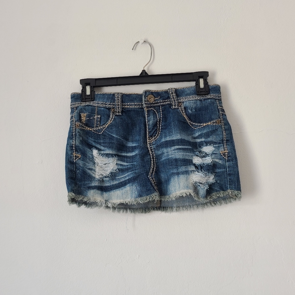 1st Kiss denim mini skirt